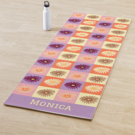 Tapete De Yoga Personalizado Colorido Floral Rosa Roxo Personaliz