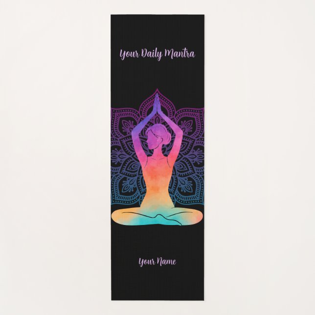 Tapete de Yoga Personalizado com Nome e Mantra (Frente)