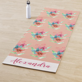 Tapete de Yoga Personalizado com Padrão Floral de