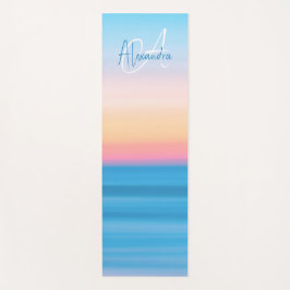Tapete De Yoga Personalizado Feminino de Pastel Beach em Monogram
