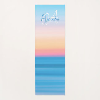 Tapete De Yoga Personalizado Feminino de Pastel Beach em Monogram