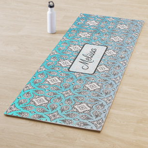 Tapete De Yoga Personalizado Mandala Azul Água