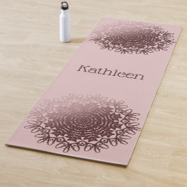 Tapete de Yoga Personalizado Mandala Dourado Rosa