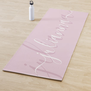 Tapete De Yoga Personalizado Minimalista de Script de Nome Elegan