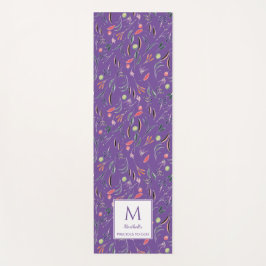 Tapete De Yoga Personalizado PRECISO2DEUS Monograma Floral Bege
