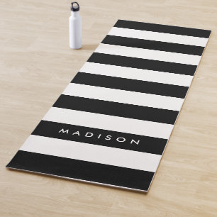 Tapete De Yoga Personalizar com o nome Black & White Stripes