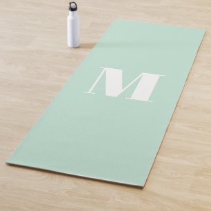 Tapete De Yoga Personalizar monograma do branco verde-marisca ini