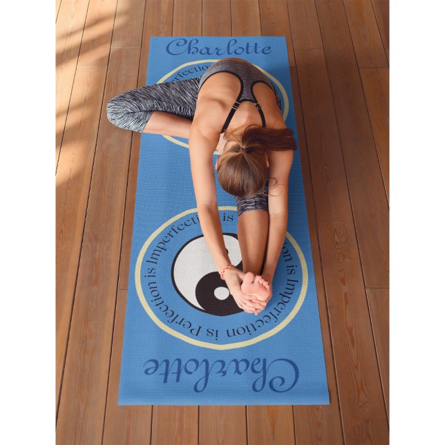 Tapete De Yoga (Personalizar)Yin Yang Blue Pilates e ((Customize)Yin Yang Blue Pilates and Yoga Mat)