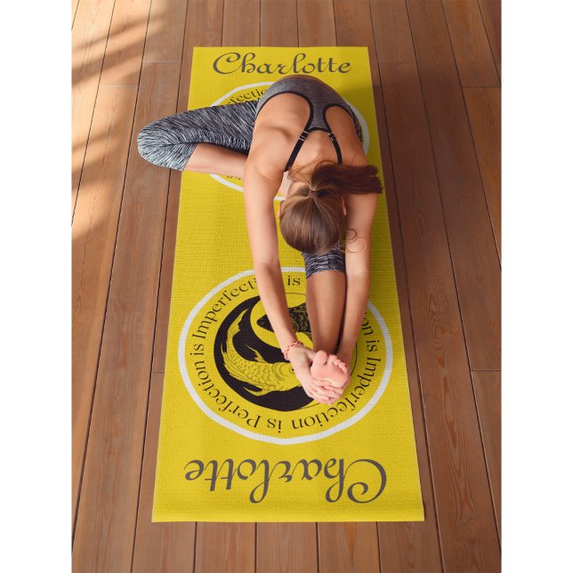 Tapete De Yoga (Personalize-me) Yin Yang Dourado Workout, Pilates ((Customize me) Yin Yang Gold Workout, Pilates and Yoga Mat)
