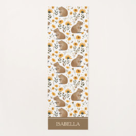 Tapete De Yoga Personalized Capybara Floral