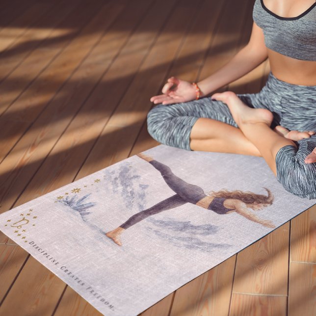 Tapete De Yoga Personalized Illustrated Capricorn Zodiac Quote (Criador carregado)