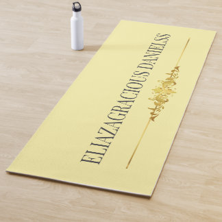 Tapete De Yoga Personalized Modern Classic Cream Black with Name 