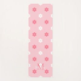 Tapete De Yoga Personalized name monogram white pink floral