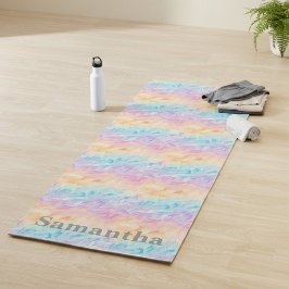 Tapete De Yoga Personalized Pastel Watercolor Waves