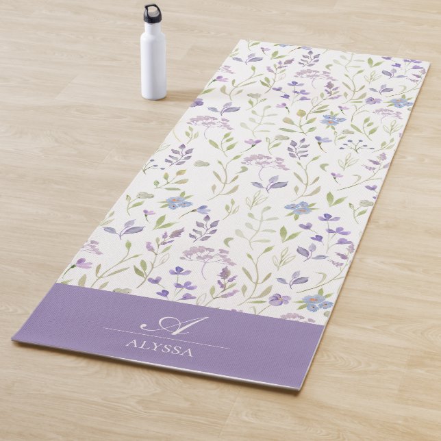 Tapete De Yoga Personalized Purple Floral Yoga Mat (In Situ)
