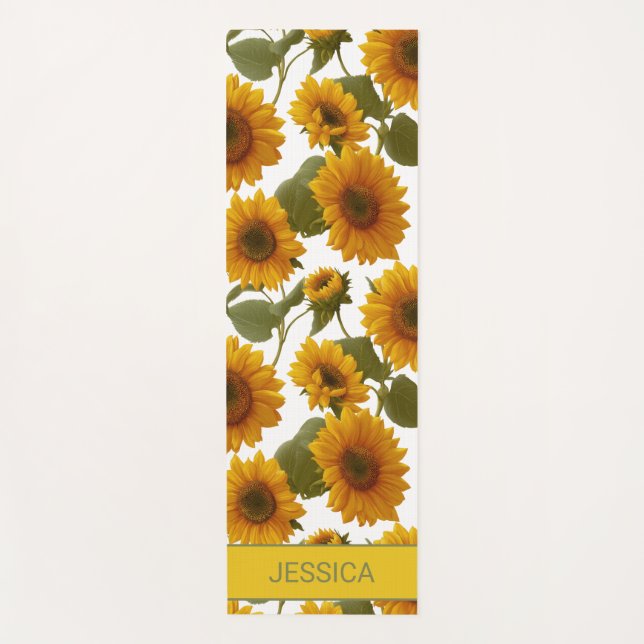 Tapete De Yoga Personalized Sunflower Bloom Floral Pattern Custom (Frente)