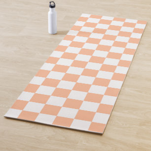 Tapete De Yoga Pêssego cor de laranja, quadrados marcados, geomét