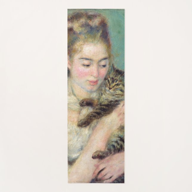 Tapete De Yoga Pierre-Auguste Renoir - Mulher com gato (Frente)