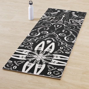 Tapete De Yoga Pillo design de lança-de mandala escura e branca