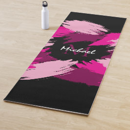 Tapete De Yoga Pincéis de pinceladas de nome rosa quente com mono