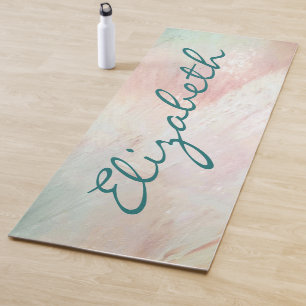 Tapete De Yoga Pincelada de Nome Personalizado Design Abstrato