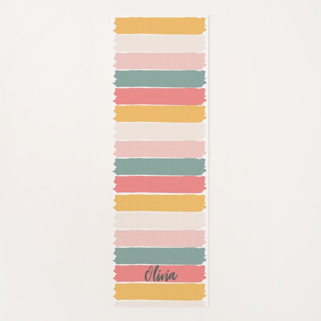 Tapete De Yoga Pinceladas Modernas com Cores Tendy (Frente)