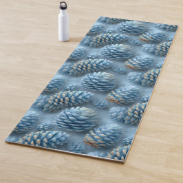 Tapete De Yoga Pinecones azuis do fosco