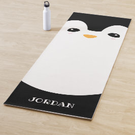 Tapete De Yoga Pinguim Gelado Personalizado Branca Moderna e Bran