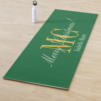 Tapete De Yoga Pinheiro de Natal Verde Estrela Dourada e Branco N