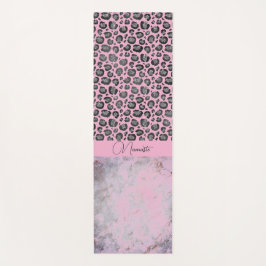 Tapete De Yoga Pink Blush Marble Gliter Leopardo Namaste