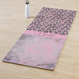 Tapete De Yoga Pink Blush Marble Gliter Leopardo Namaste