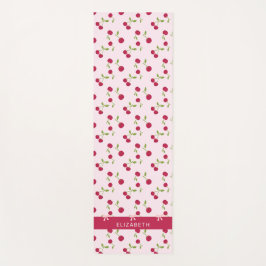 Tapete De Yoga Pink Custom Cute Cherry Print Pattern Coquette 