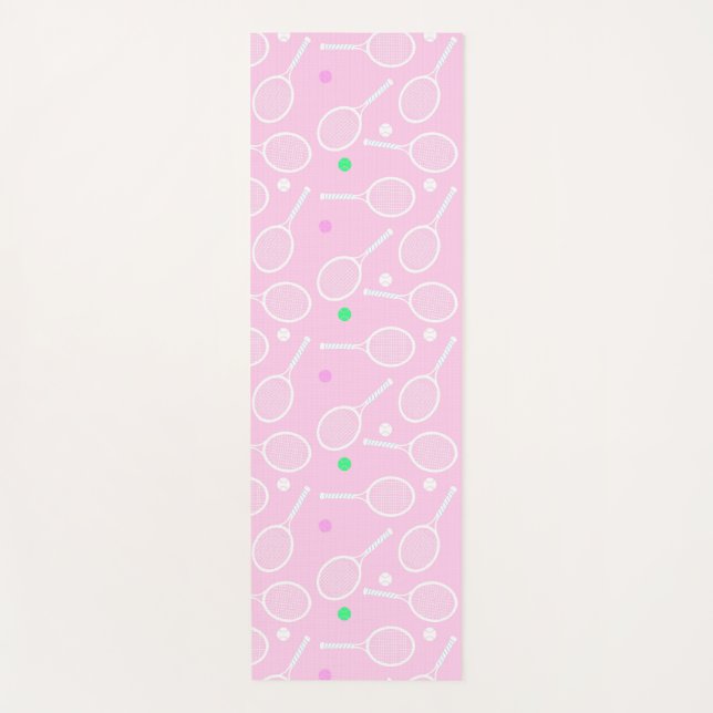 Tapete De Yoga Pink do padrão-raquete tênis (Frente)