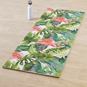 Tapete De Yoga PINK FLAMINGOS DE CORAL PixDezines, TEMA TROPICAL