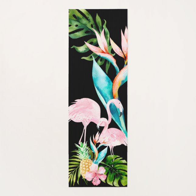 Tapete De Yoga PINK FLAMINGOS PixDezines, TEMA TROPICAL (Verso)