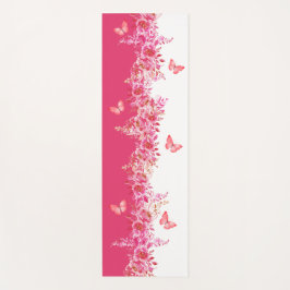 Tapete De Yoga Pink Floral Butterfly