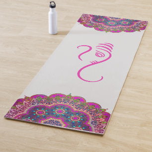 Tapete De Yoga Pink Ganesha e Mandalas Yoga Mat