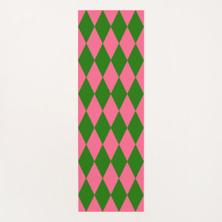 Tapete De Yoga Pink Green Harlequin Checkered Design 