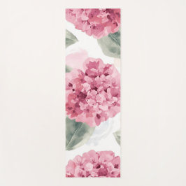 Tapete De Yoga Pink Hydrangea Watercolor Botanical Floral Pattern