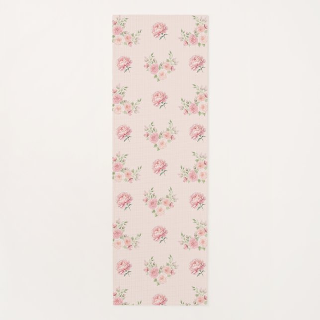 Tapete De Yoga Pink Peony and Rose Pattern (Frente)