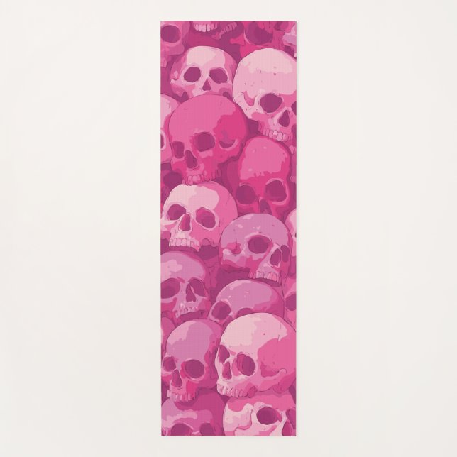 Tapete De Yoga Pink Skull Pattern Pop Art Illustration (Frente)