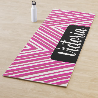 Tapete De Yoga Pink Stripes Ombré Name Yoga Mat