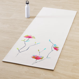 Tapete De Yoga Pink watercolor floral nome vibrante energetic art