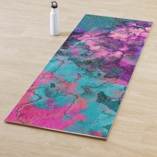 Tapete De Yoga Pintura Abstrata Cósmica em Aquarela Tinta