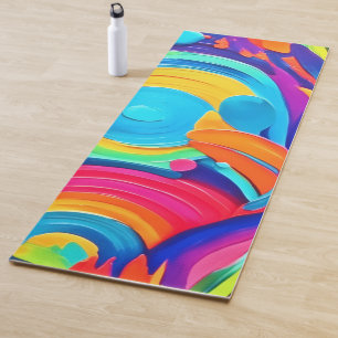 Tapete De Yoga Pintura Colorida em Círculos Abstrato