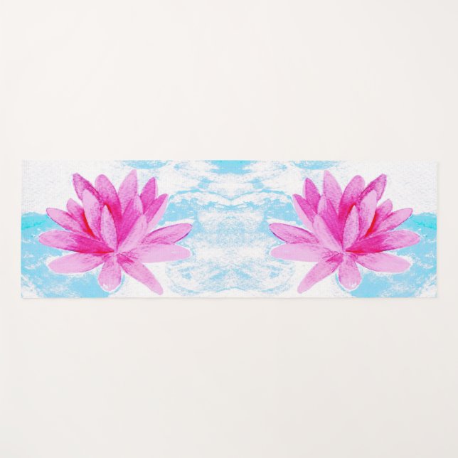 Tapete De Yoga Pintura de Flor de Lotus Rosa Pacífica (Frente (Horizontal))