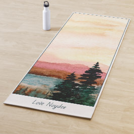 Tapete De Yoga Pintura de Paisagem em Aquarela, Seu Nome