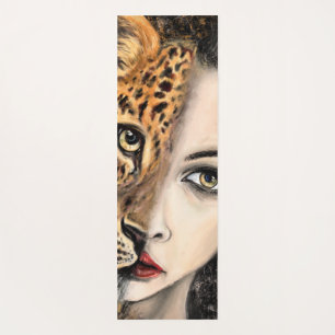Tapete De Yoga Pintura em Yoga Mat Fantasy para Garota Leopardo
