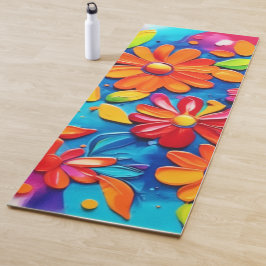 Tapete De Yoga Pintura Floral Joyful