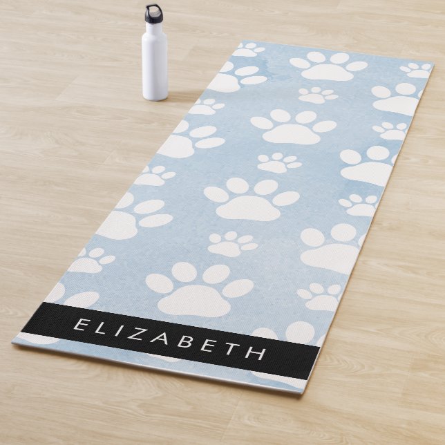 Tapete De Yoga Pinturas De Cães, Patas Brancas, Aquarelas Azuis,  (In Situ)